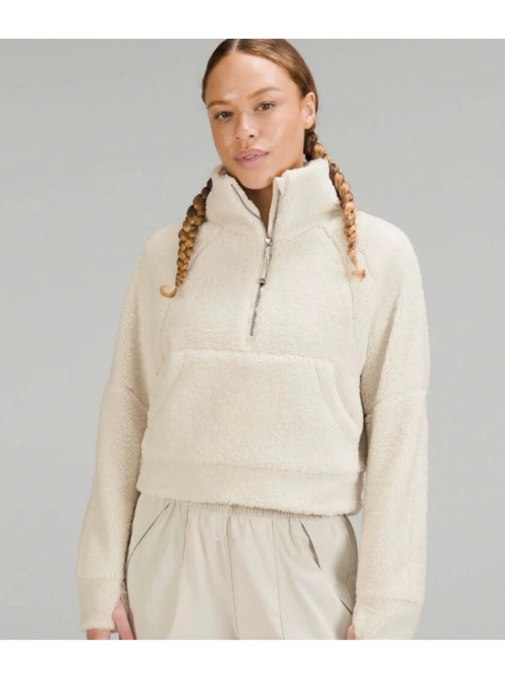 lululemon athletica Cream Teddy Half-Zip Scuba Jacket